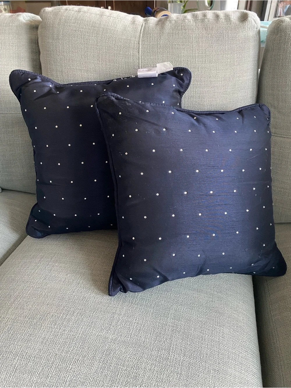 Croscill Navy Blue w/ jewels Throw Pillows - Set of 2. NEW